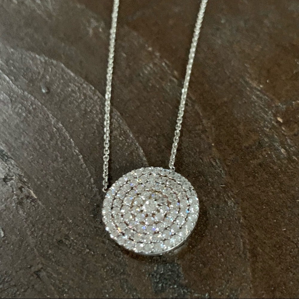 Silver Pave Crystal Diamond Circle Necklace